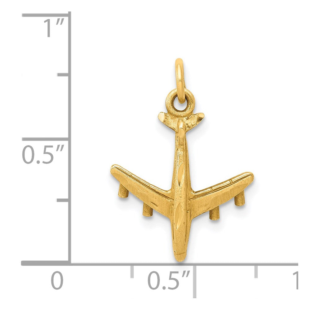 14K Gelbgold 3-d Flugzeug Charm