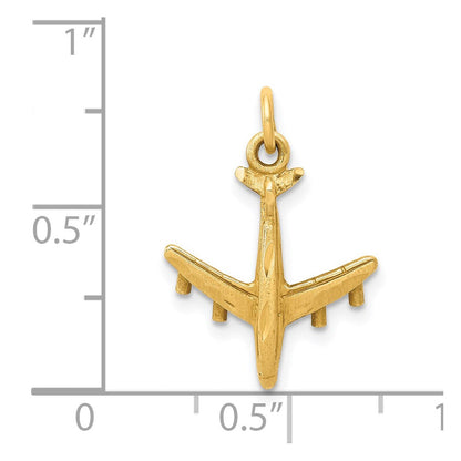 14K Gelbgold 3-d Flugzeug Charm