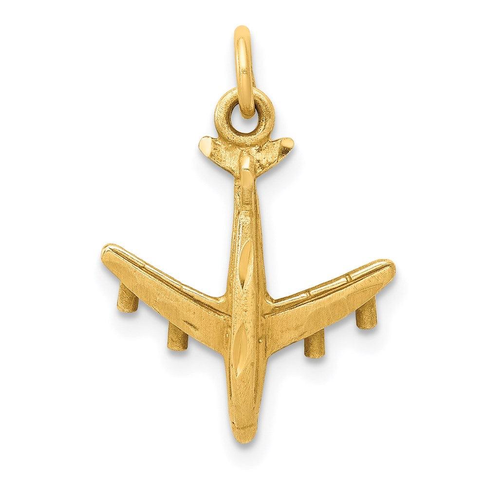 14K Gelbgold 3-d Flugzeug Charm