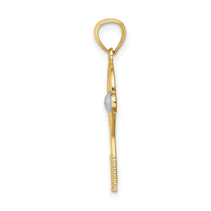 14K Gelb & Rhodium mit Weiß Tennis Anhänger