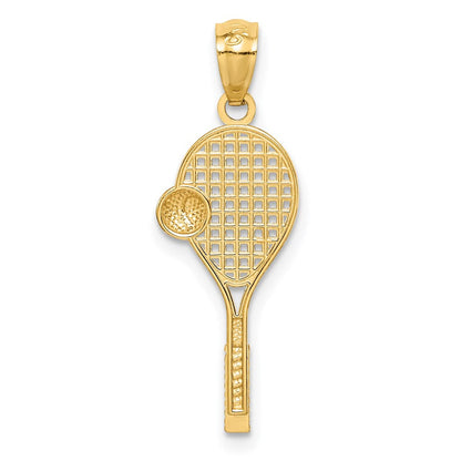 14K Gelb & Rhodium mit Weiß Tennis Anhänger