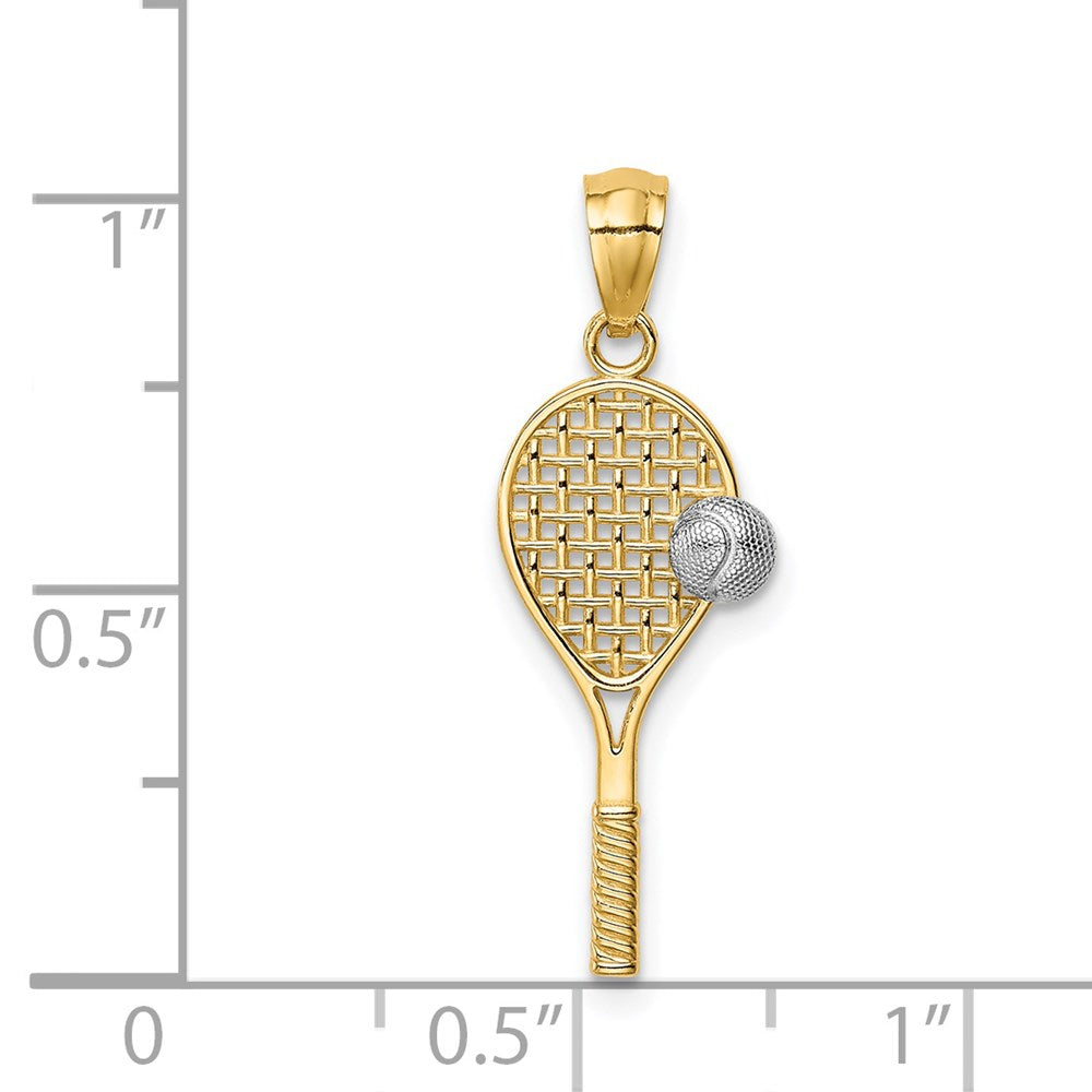 14K Gelb & Rhodium mit Weiß Tennis Anhänger
