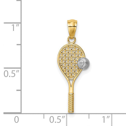 14K Gelb & Rhodium mit Weiß Tennis Anhänger
