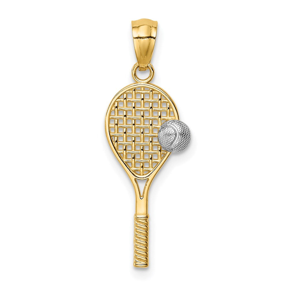 14K Gelb & Rhodium mit Weiß Tennis Anhänger