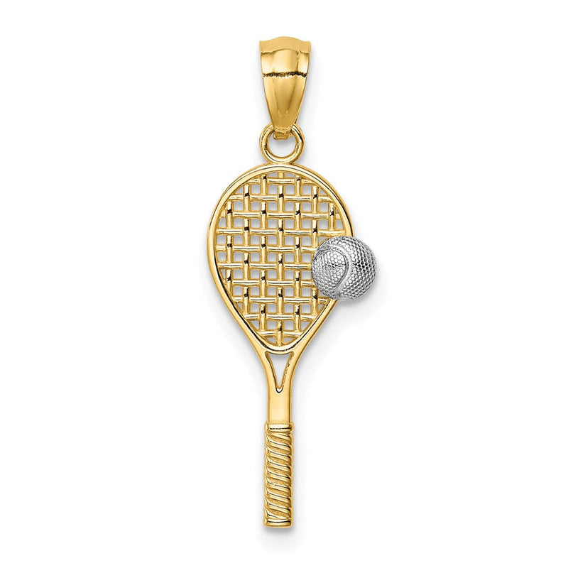 14K Gelb & Rhodium mit Weiß Tennis Anhänger