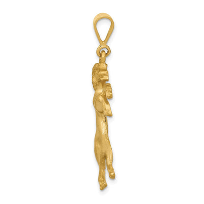 14K Gelbgold Satiniert Diamantgeschliffener Widder-Sternzeichen-Charm