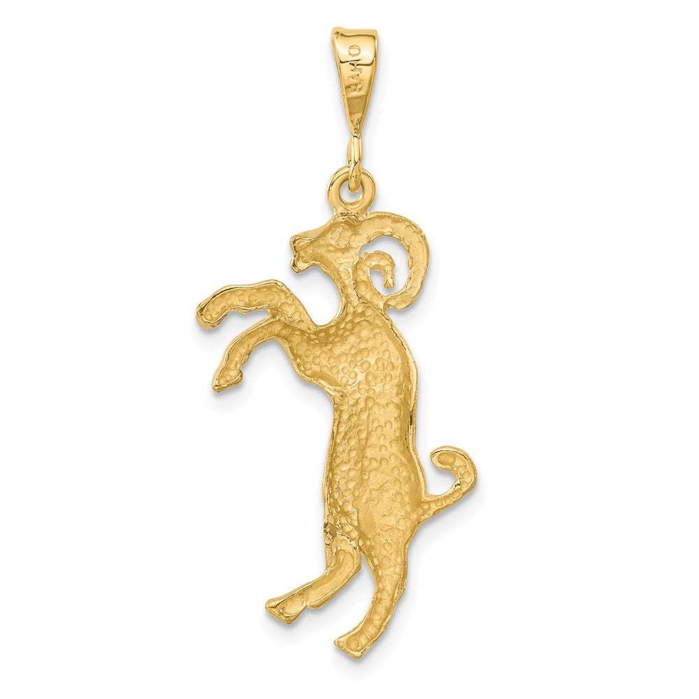 14K Gelbgold Satiniert Diamantgeschliffener Widder-Sternzeichen-Charm