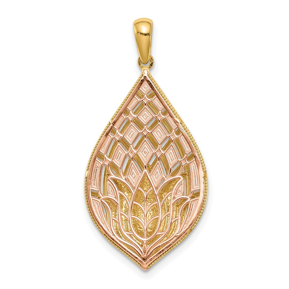 14K Bicolor-Gold Lotusblüten-Charm
