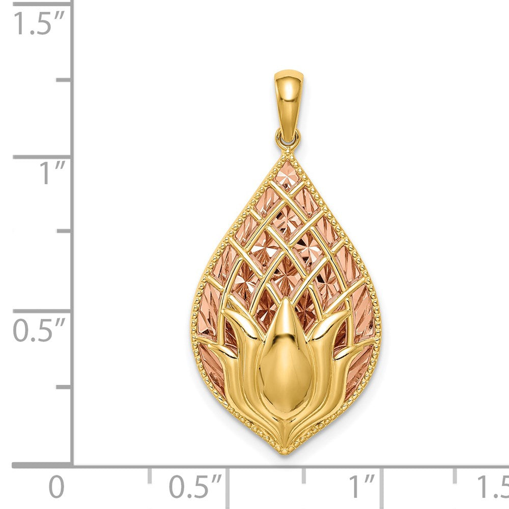14K Bicolor-Gold Lotusblüten-Charm