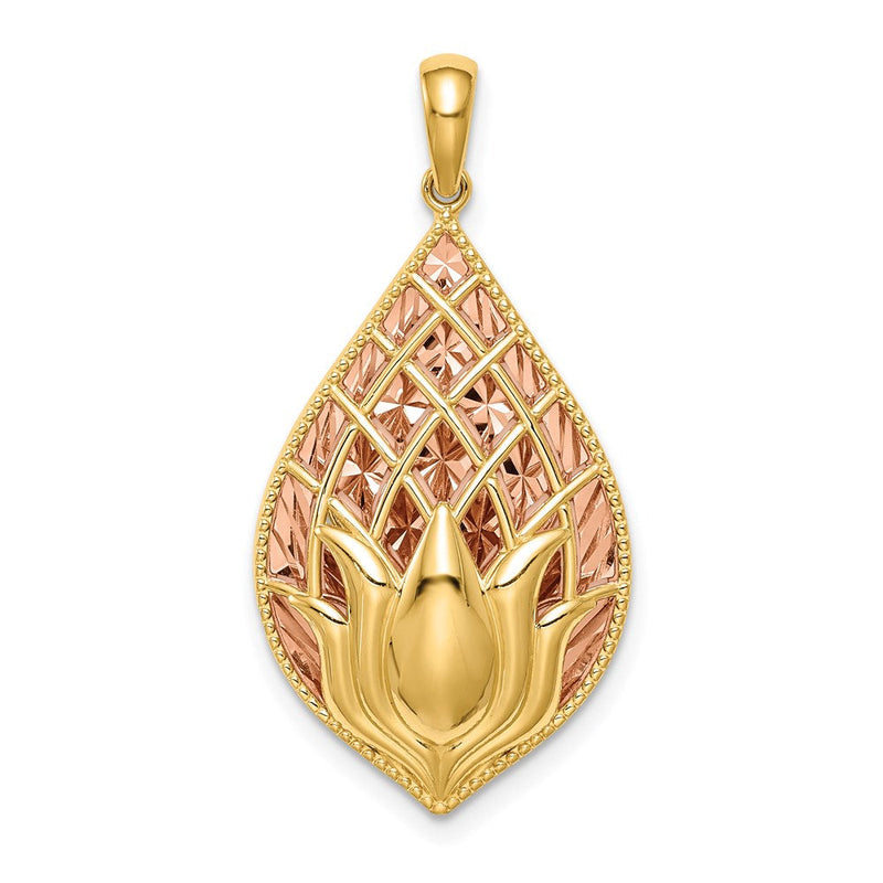 14K Bicolor-Gold Lotusblüten-Charm