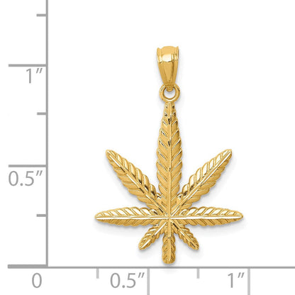 14K Gelbgold Blatt Anhänger