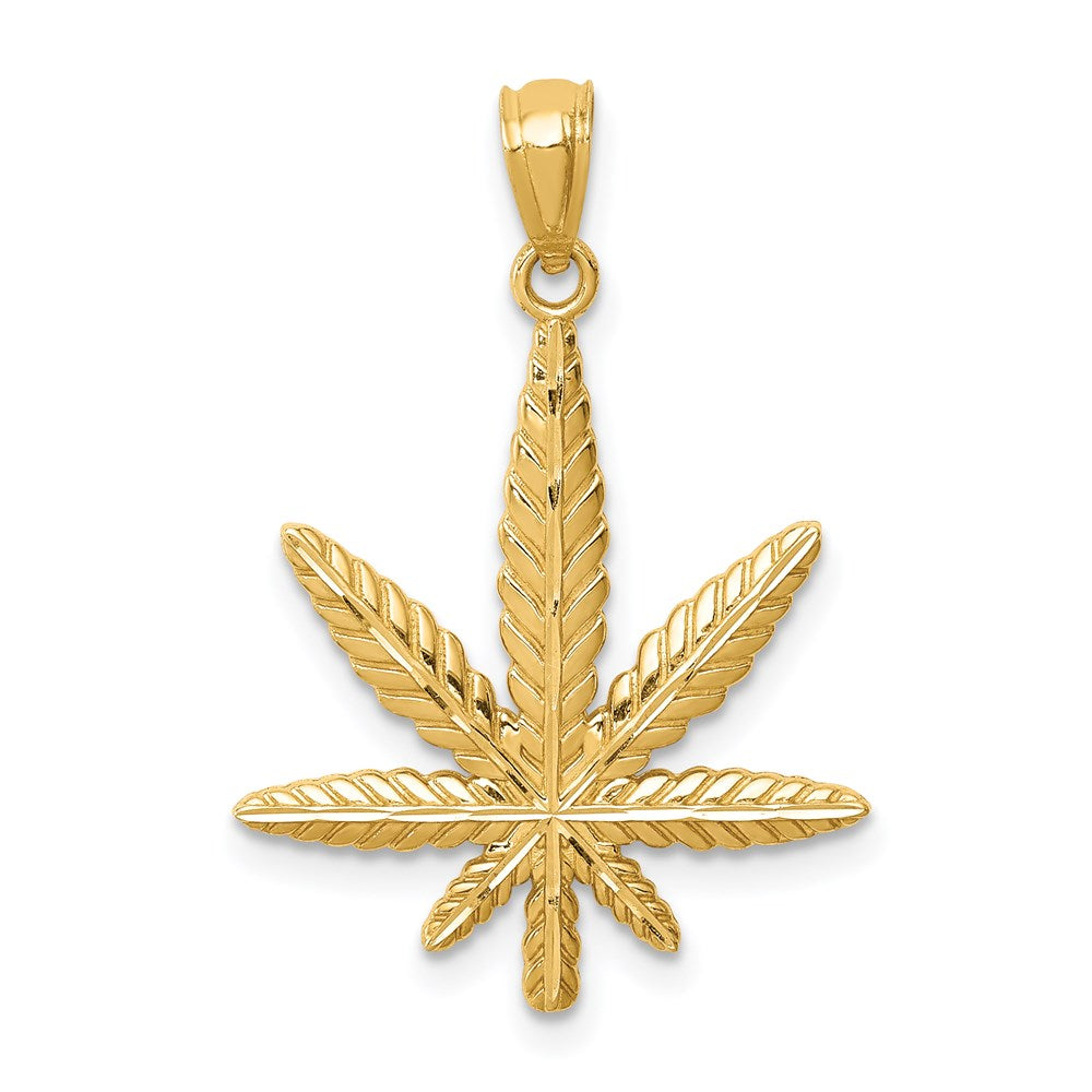 14K Gelbgold Blatt Anhänger