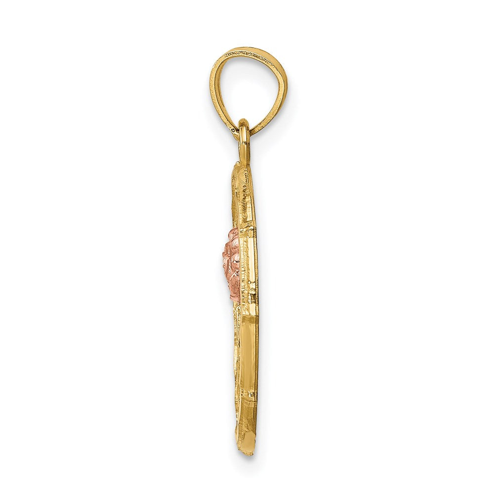 14K Bicolor-Gold mit Weiß-Rhodinierung Fancy-Rosen-Anhänger
