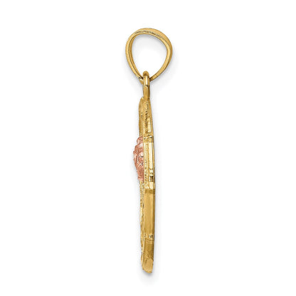 14K Bicolor-Gold mit Weiß-Rhodinierung Fancy-Rosen-Anhänger
