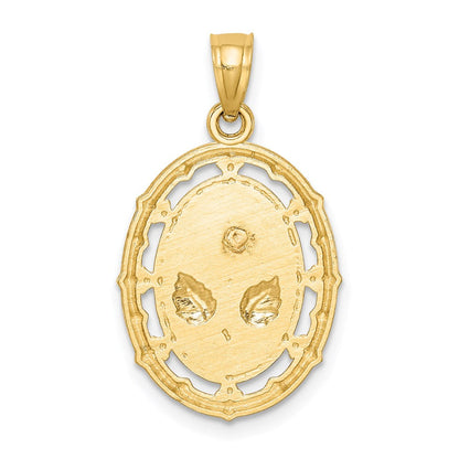 14K Bicolor-Gold mit Weiß-Rhodinierung Fancy-Rosen-Anhänger
