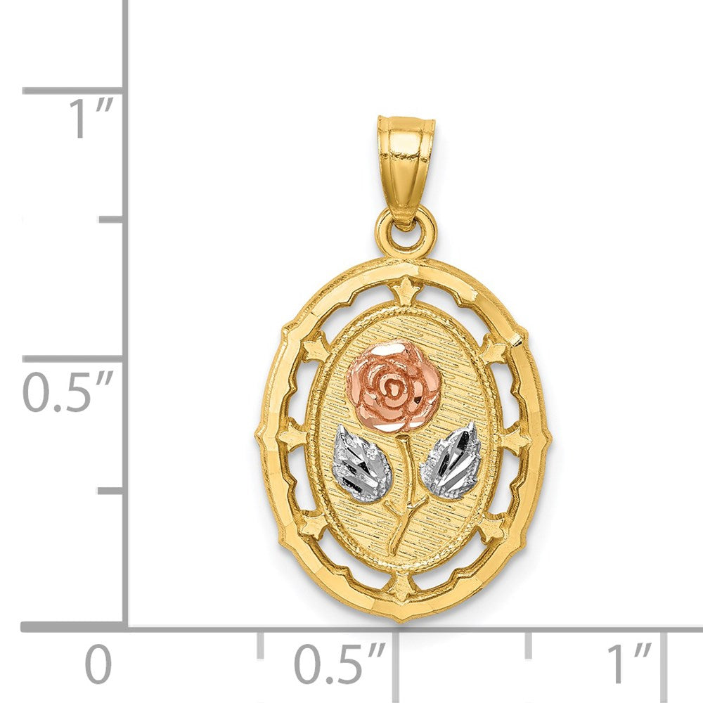 14K Bicolor-Gold mit Weiß-Rhodinierung Fancy-Rosen-Anhänger