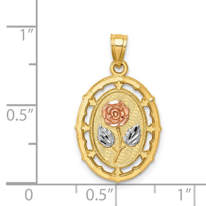 14K Bicolor-Gold mit Weiß-Rhodinierung Fancy-Rosen-Anhänger