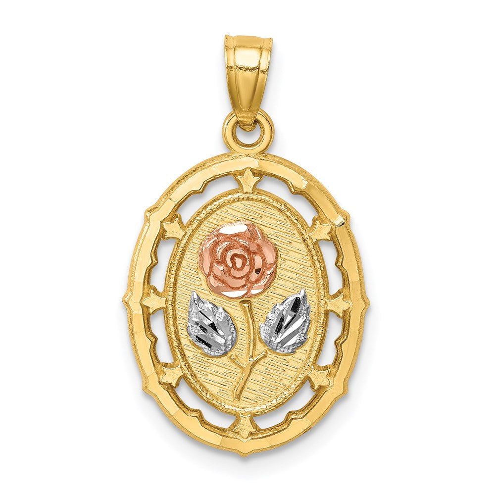 14K Bicolor-Gold mit Weiß-Rhodinierung Fancy-Rosen-Anhänger