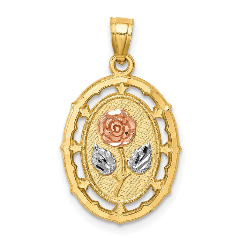 14K Bicolor-Gold mit Weiß-Rhodinierung Fancy-Rosen-Anhänger