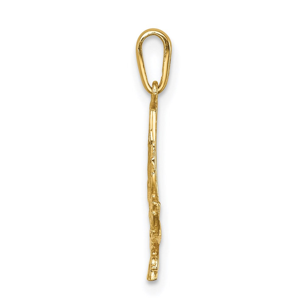 14K Gelbgold Diamantiert Blatt Anhänger