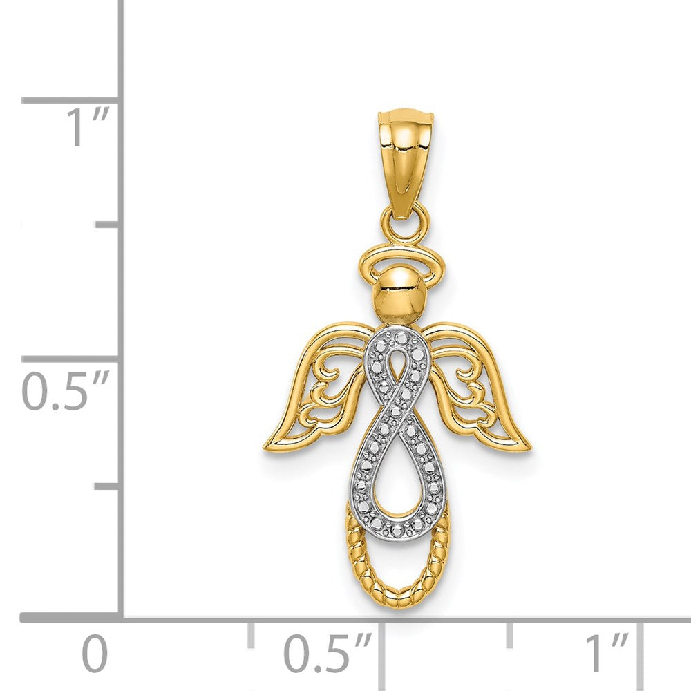 14K Gelb & Rhodium mit Rhodium Unendlichkeit Engel Anhänger