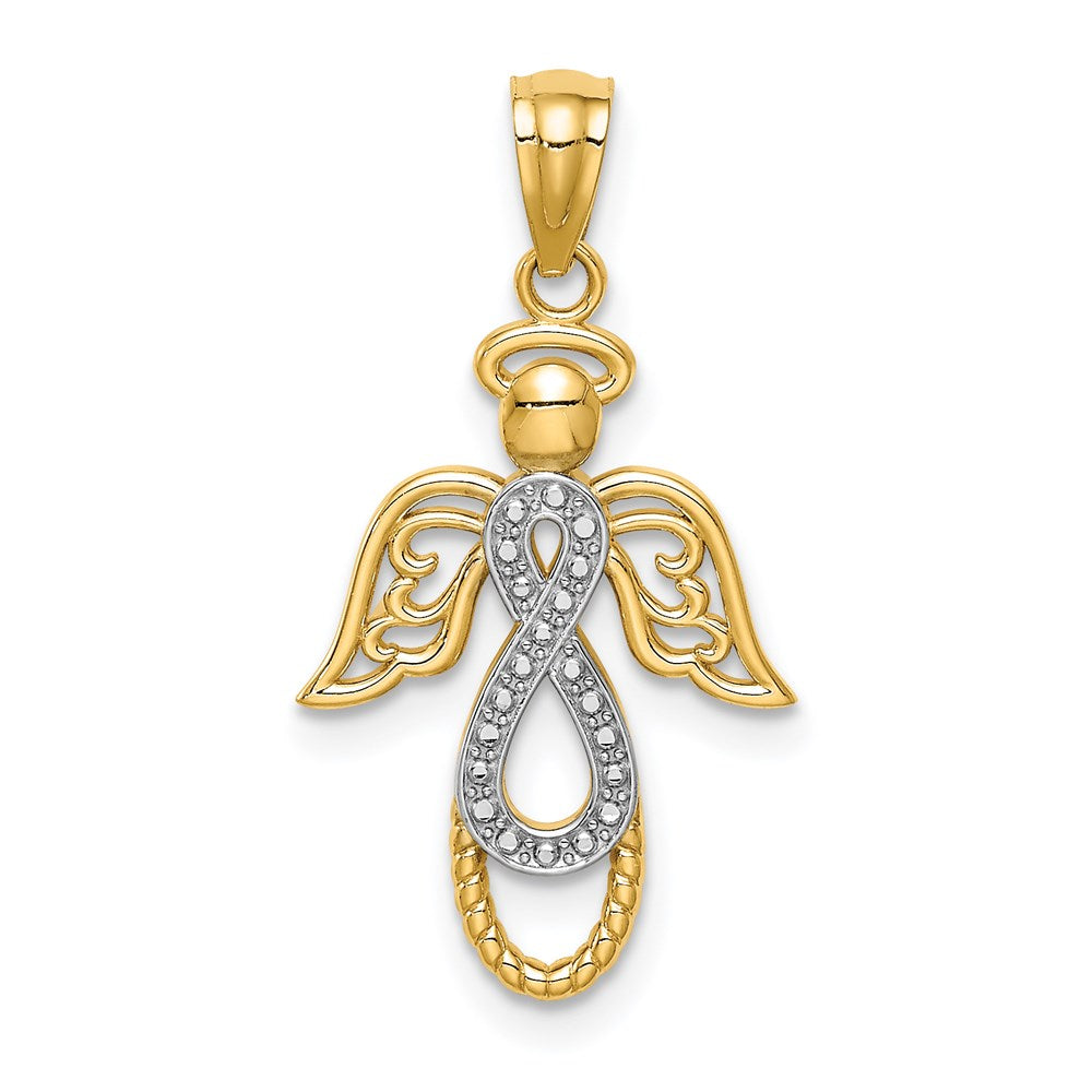 14K Gelb & Rhodium mit Rhodium Unendlichkeit Engel Anhänger