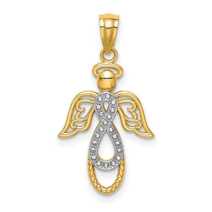 14K Gelb & Rhodium mit Rhodium Unendlichkeit Engel Anhänger