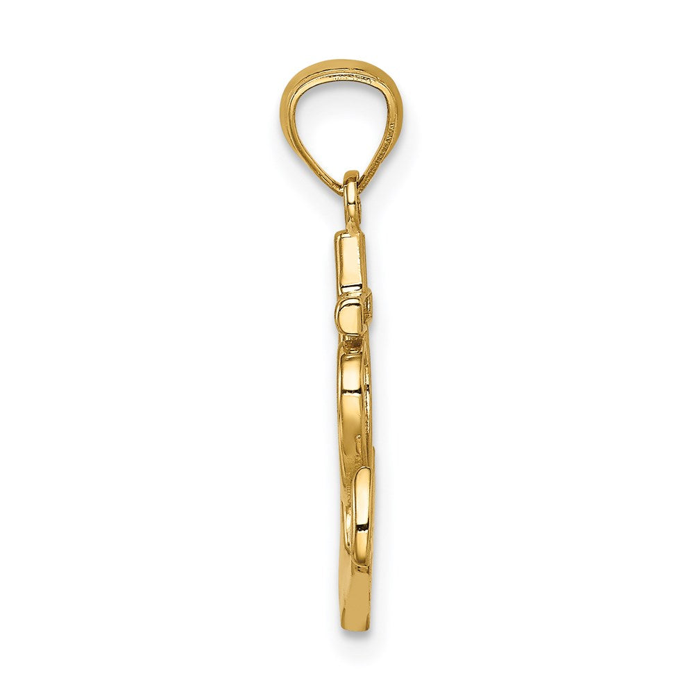 14K Gelbgold Anker mit Herz Anhänger