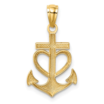 14K Gelbgold Anker mit Herz Anhänger
