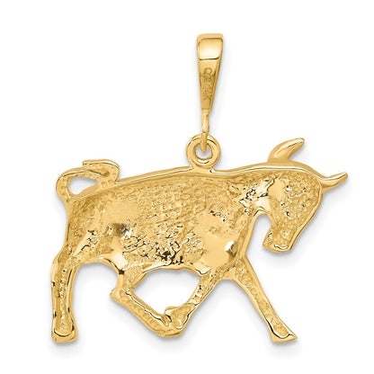 14K Gelbgold Charm „Stier“ Sternzeichen, satiniert, diamantiert