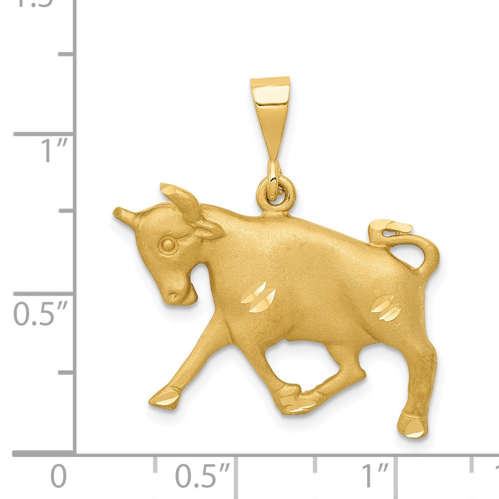 14K Gelbgold Charm „Stier“ Sternzeichen, satiniert, diamantiert