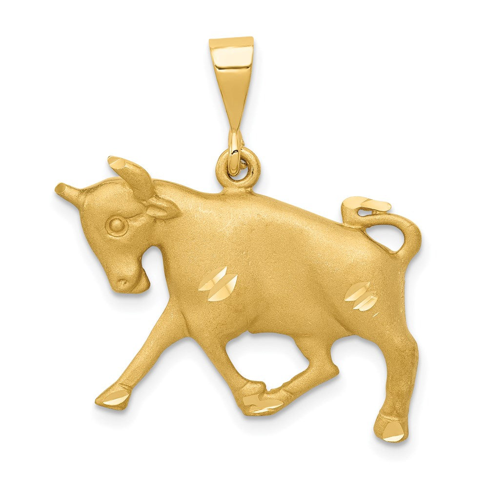 14K Gelbgold Charm „Stier“ Sternzeichen, satiniert, diamantiert