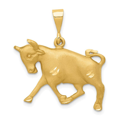 14K Gelbgold Charm „Stier“ Sternzeichen, satiniert, diamantiert