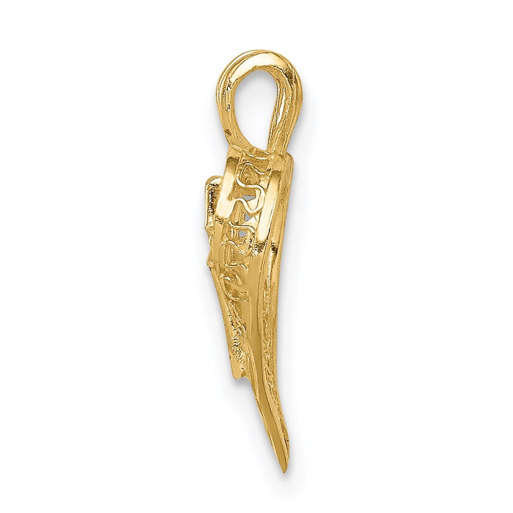 14K Gelbgold Diamantiert Herz mit Kreuz Kette Anhänger