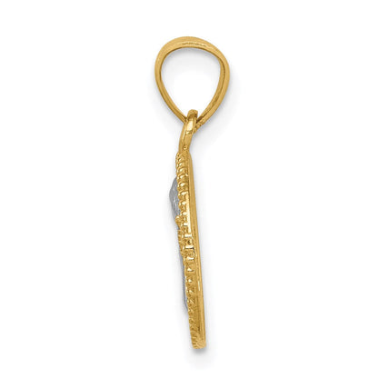 14K Gelb & Rhodium mit Rhodium Engel Anhänger