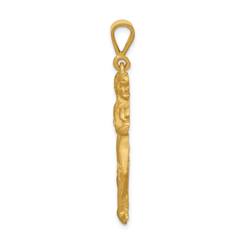 14K Gelbgold Satiniert Diamantgeschliffener Zwillinge-Sternzeichen-Charm