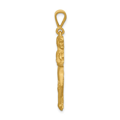14K Gelbgold Satiniert Diamantgeschliffener Zwillinge-Sternzeichen-Charm