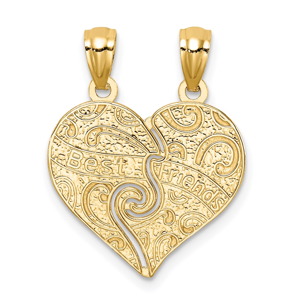 14K Gelb- und Rhodiumgold mit Rhodium teilbarer „BESTE FREUNDE“-Herzanhänger