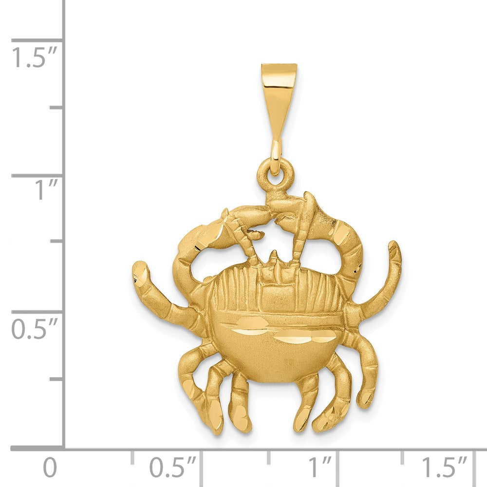 14K Gelbgold Satiniert-Diamantierter Krebs-Sternzeichen-Charm