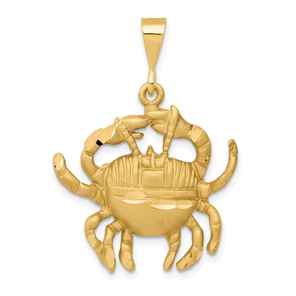 14K Gelbgold Satiniert-Diamantierter Krebs-Sternzeichen-Charm