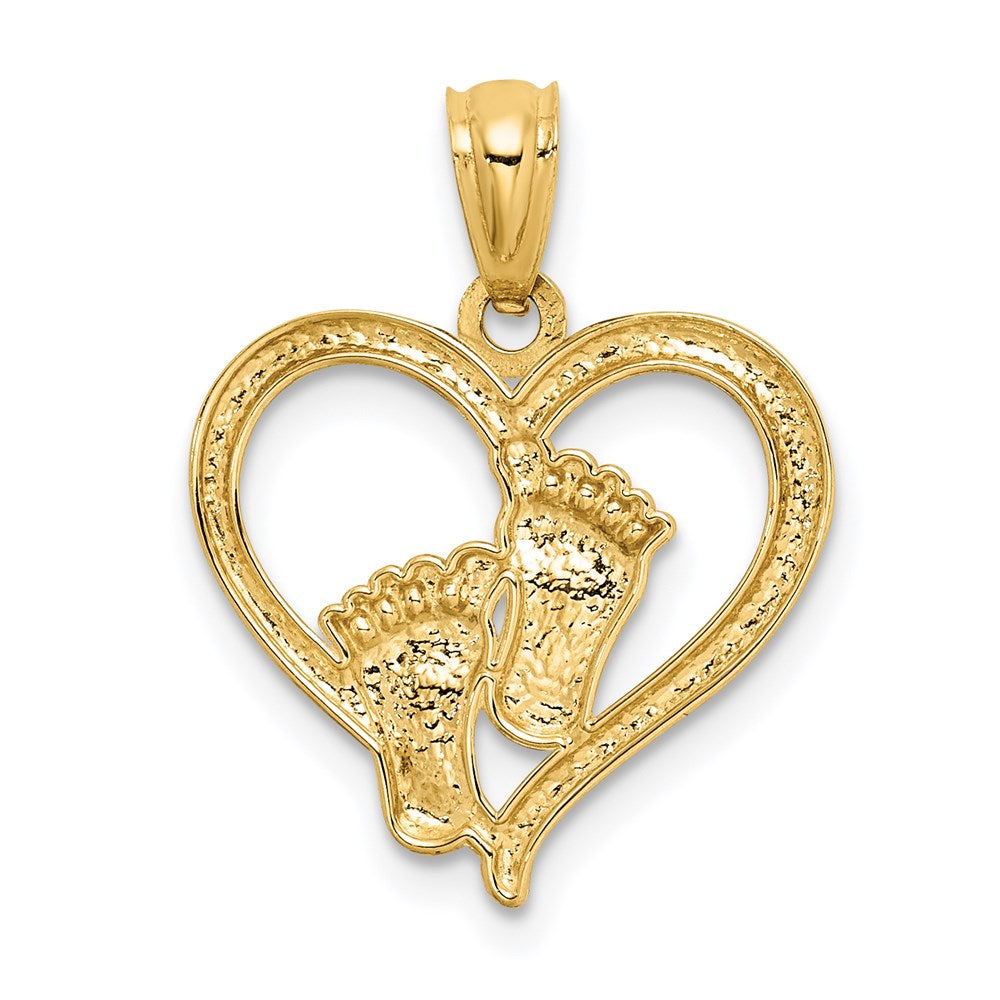 14K Gelbgold Baby Feet in A Herz Anhänger
