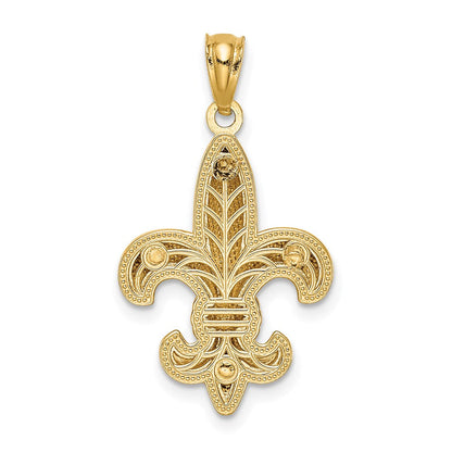 14K Gelb- und Rhodiumgold Fleur-de-Lis-Anhänger mit Weißrhodium