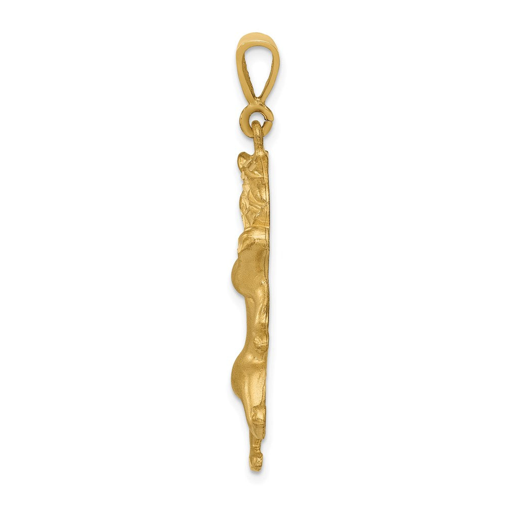 14 Karat Gelbgold Diamantgeschliffener Sternzeichen-Charm „Löwe" mit Satinfinish