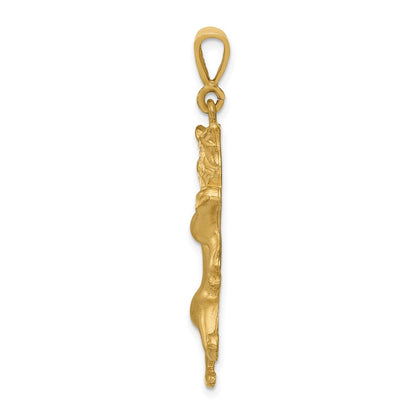 14 Karat Gelbgold Diamantgeschliffener Sternzeichen-Charm „Löwe" mit Satinfinish