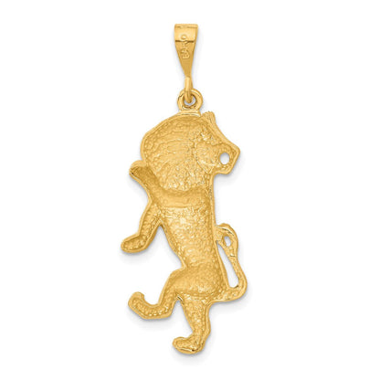 14 Karat Gelbgold Diamantgeschliffener Sternzeichen-Charm „Löwe" mit Satinfinish