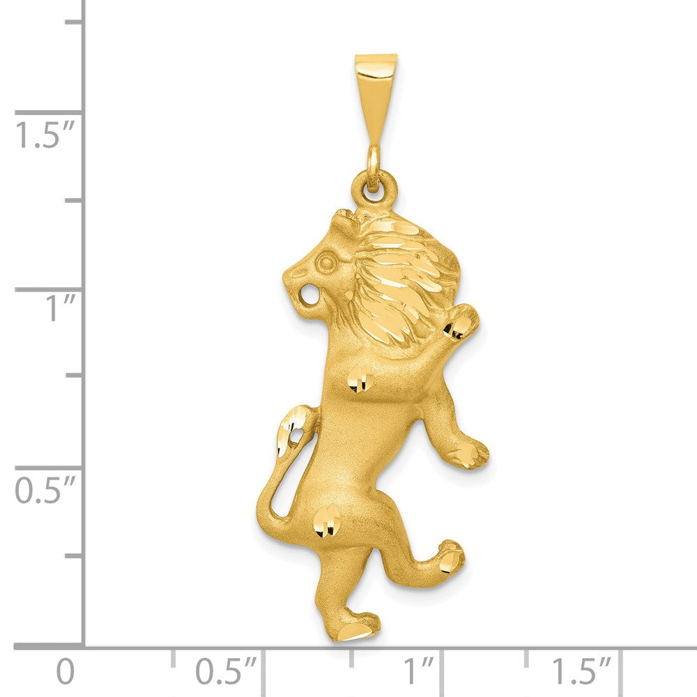 14 Karat Gelbgold Diamantgeschliffener Sternzeichen-Charm „Löwe" mit Satinfinish