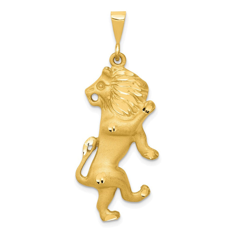 14 Karat Gelbgold Diamantgeschliffener Sternzeichen-Charm „Löwe" mit Satinfinish