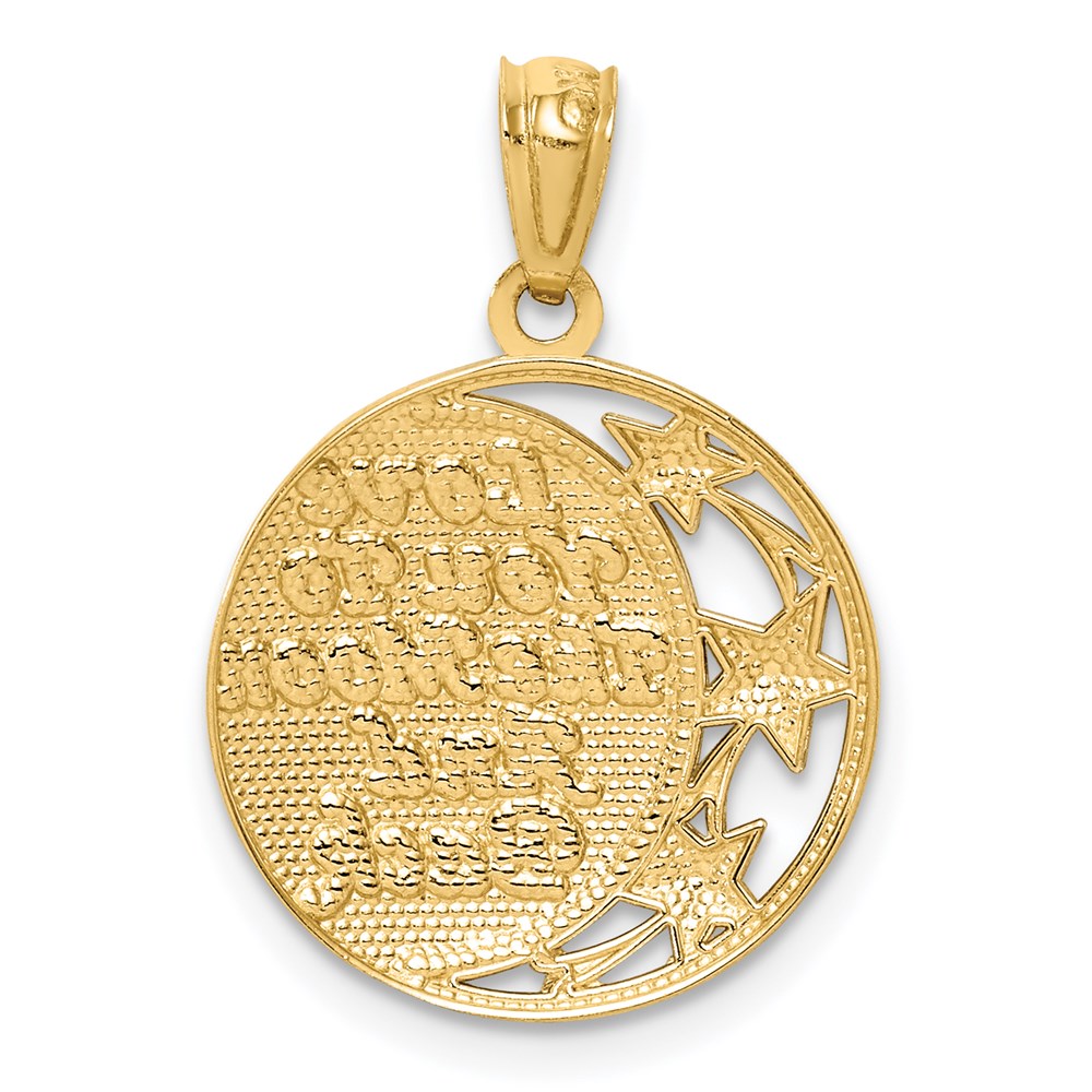 14K Gelb & Rhodium mit Liebe You To The Mond und Rückseite Anhänger