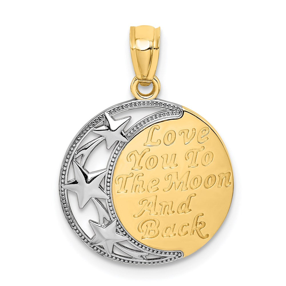 14K Gelb & Rhodium mit Liebe You To The Mond und Rückseite Anhänger