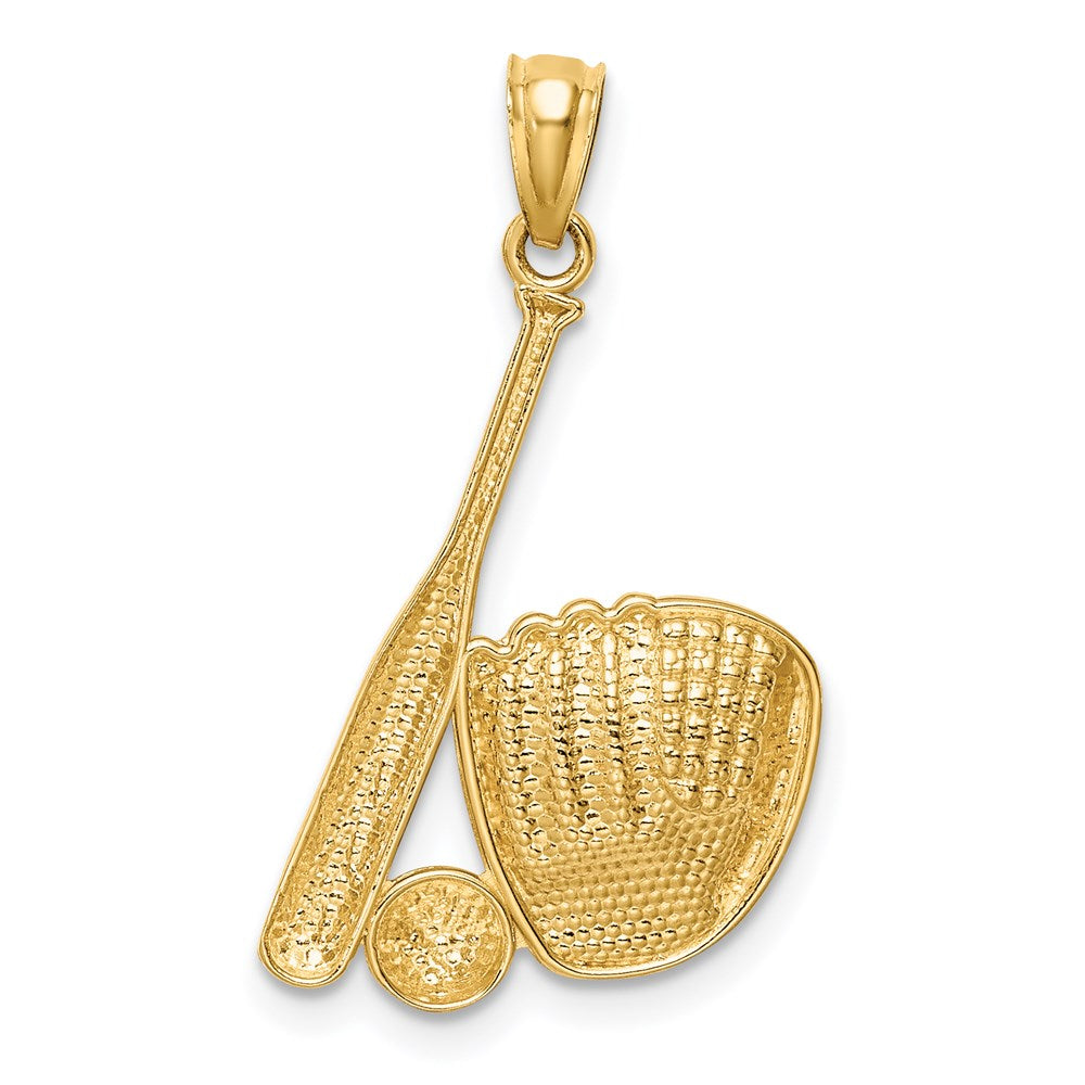14K Gelb & Rhodium Weiß Baseball Glove Bat Kugel Anhänger